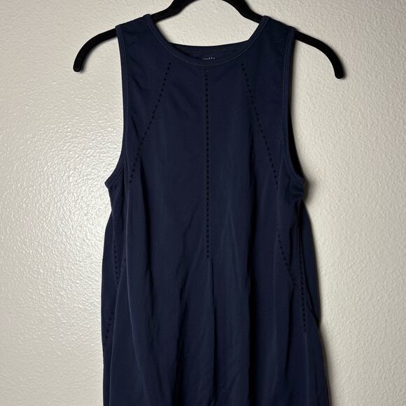 Athleta Foothill Seamless Tank Top Women's size XS Open Back Tie Navy Blue - Picture 6 of 15